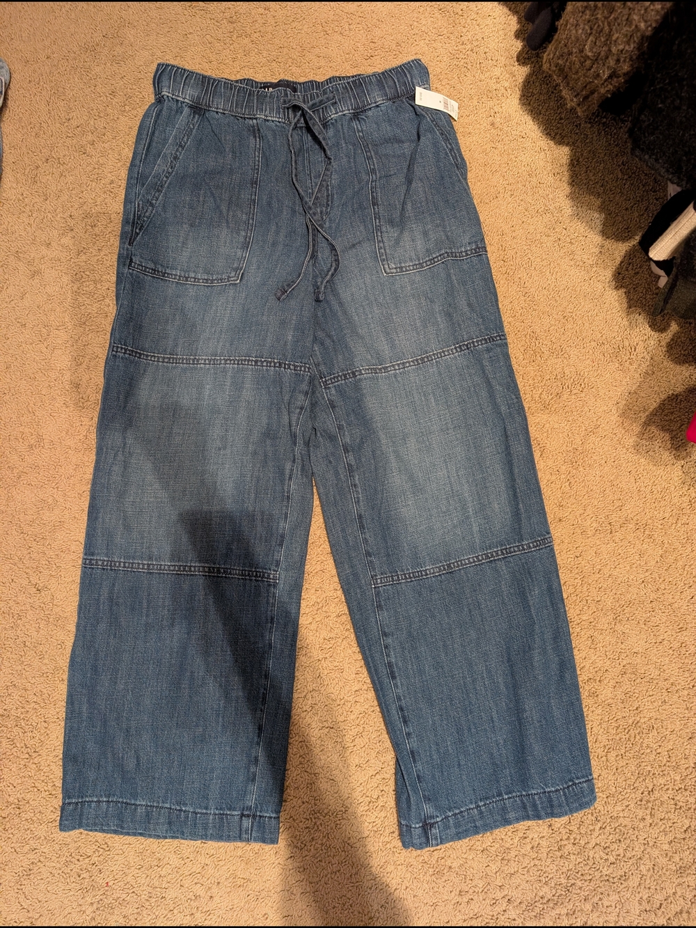 GAP Relaxed Drawstring Denim Jeans - Blue